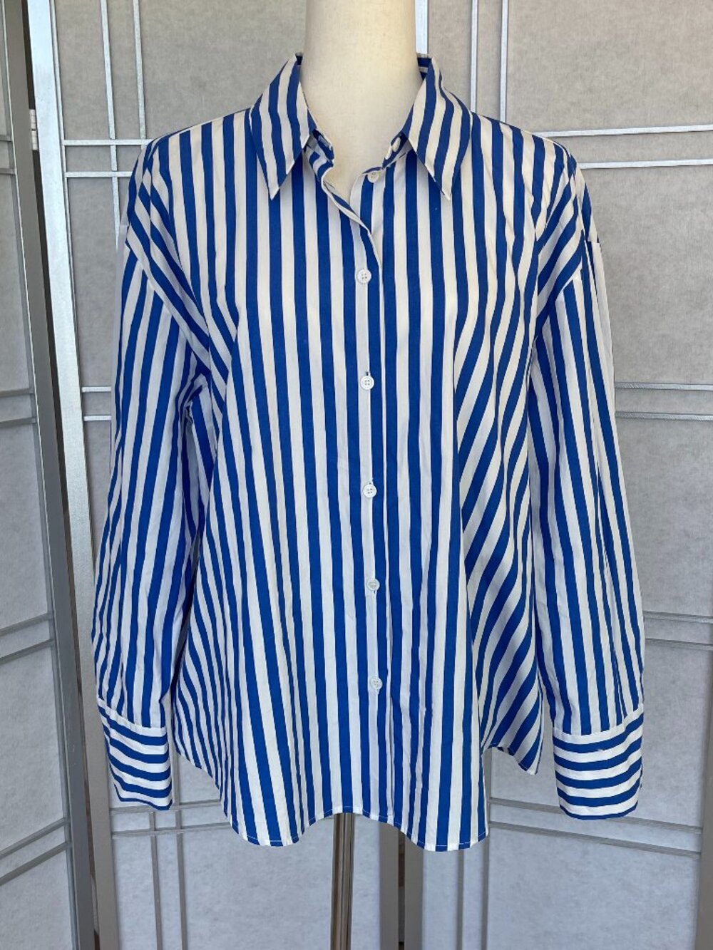 NWOT Zara White/Blue Button Down Shirt sz XXL